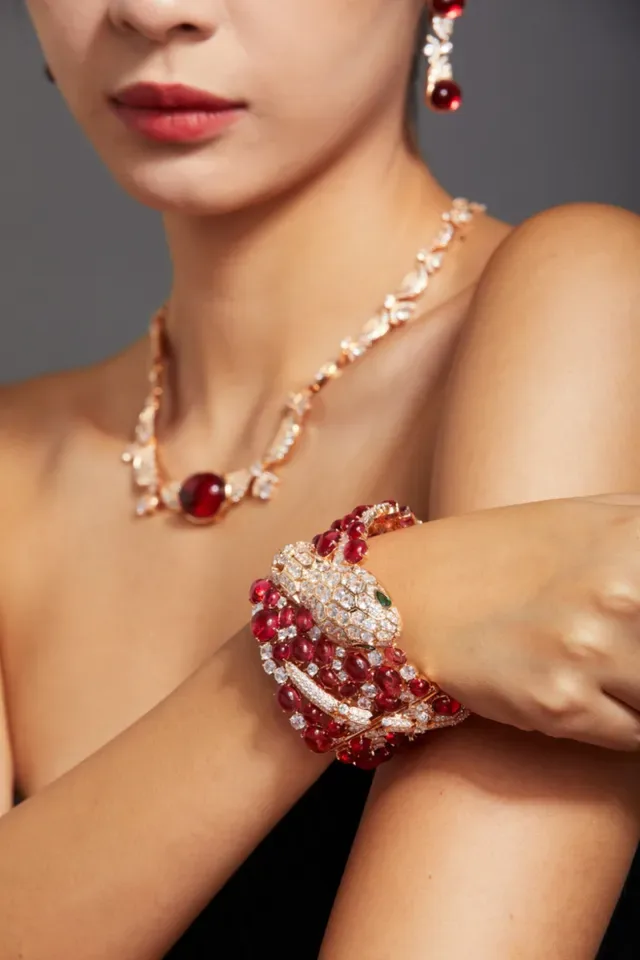 Bvlgari Serpenti Ruby and Diamond Coiled Snake Bracelet 2