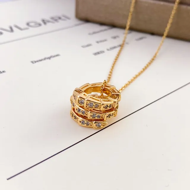 Bvlgari Serpenti Stacked Ring Pavé Necklace 3