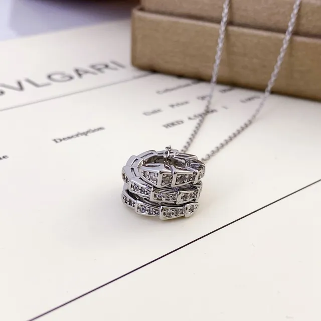Bvlgari Serpenti Stacked Ring Pavé Necklace 4