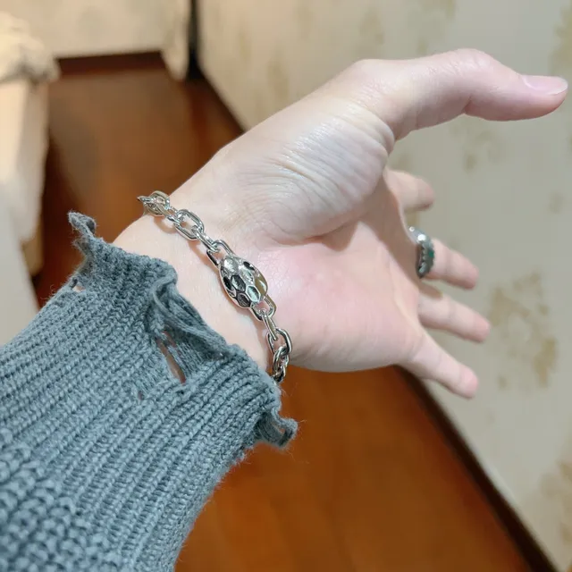 Bracelet Bvlgari Serpenti tête de serpent jumelle ton argent 7