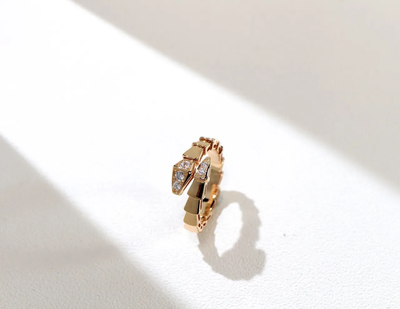Bvlgari Serpenti Viper Bague Or Argent Serpentine Segmentée Géométrique Diamant Bezels 7