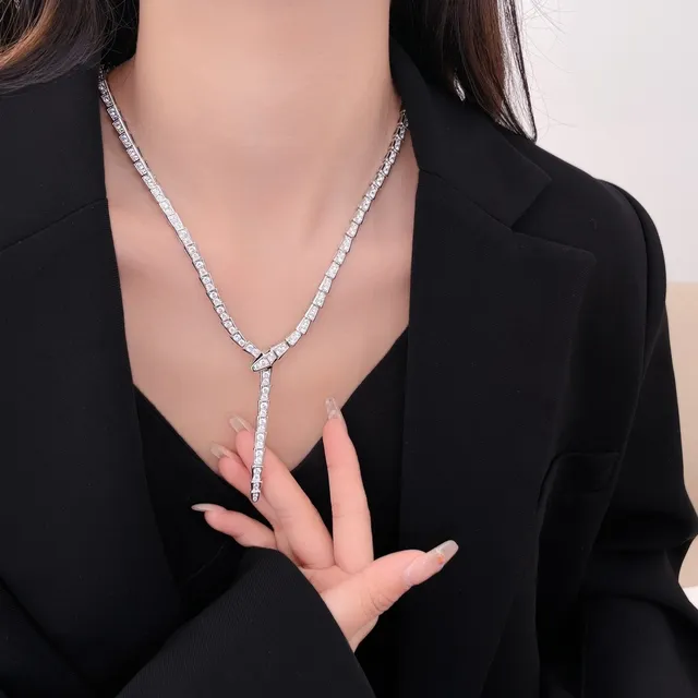 Bvlgari Serpenti Viper Pavé diamant collier argent 4