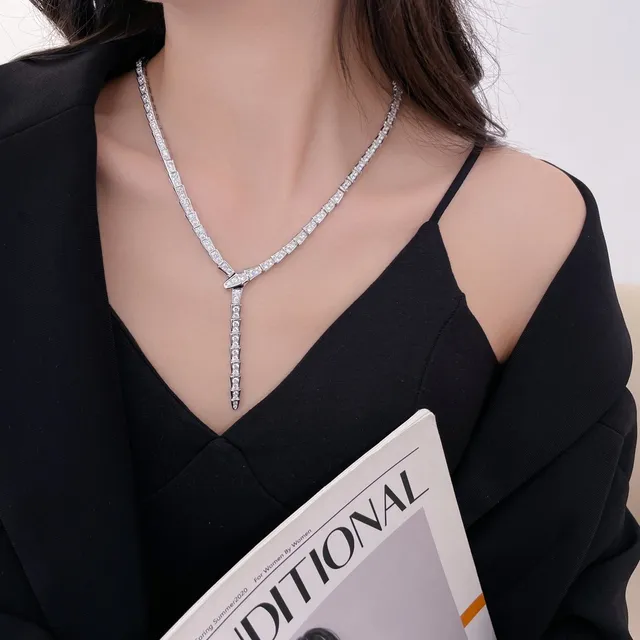 Bvlgari Serpenti Viper Pavé diamant collier argent 5