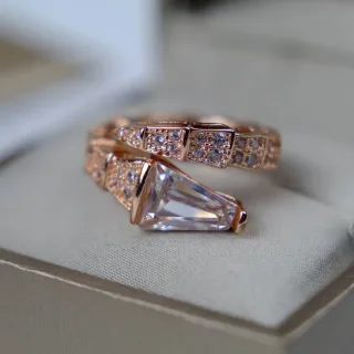 Bvlgari Serpenti Viper 玫瑰金 Pavé 刻面石戒指