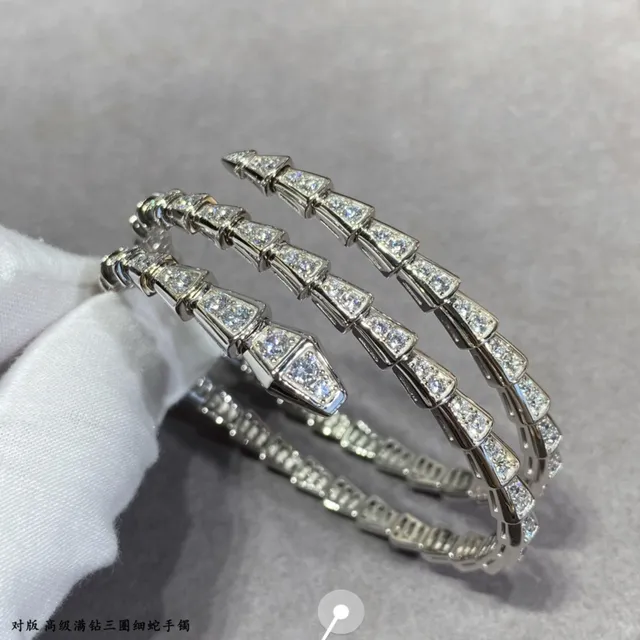 Bvlgari Serpenti Viper Argent Or Articulé Serpentiné Pavé Diamant Bracelet 5