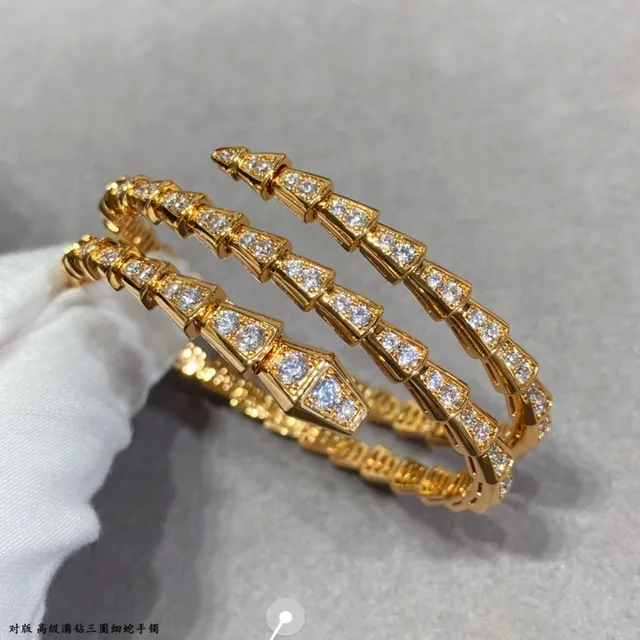 Bvlgari Serpenti Viper Argent Or Articulé Serpentiné Pavé Diamant Bracelet 6