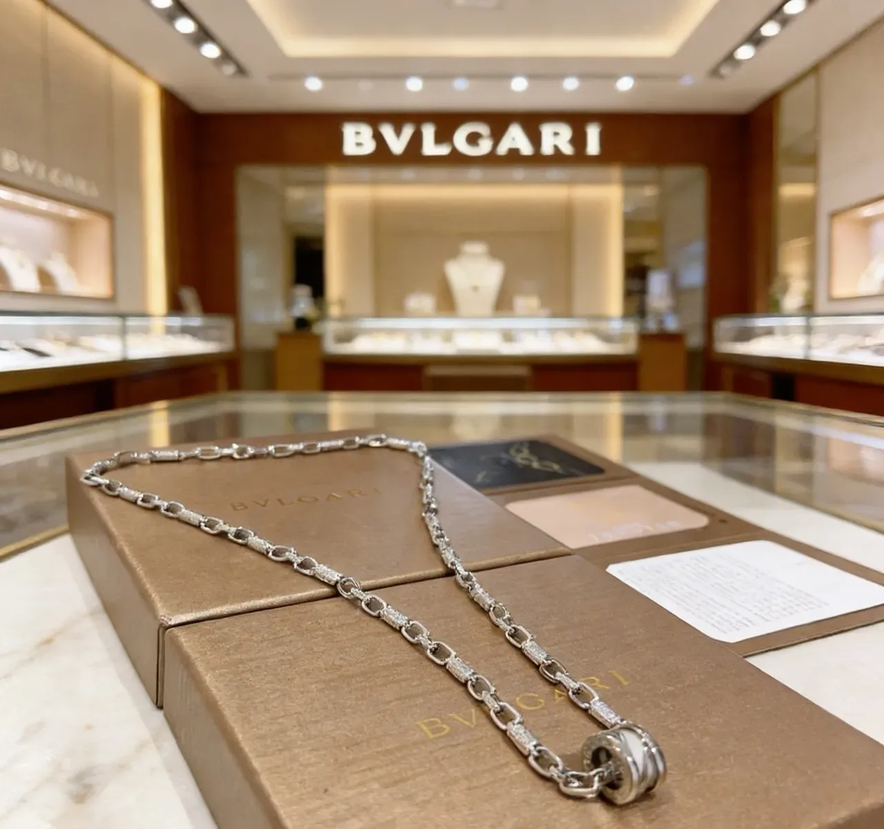 Bvlgari Silver Black Chunky Link Chain Textured Metalwork Necklace 4
