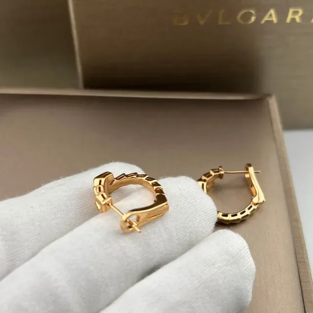Bvlgari Boucles d'Oreilles Argent et Or Articulées Segmentées Motif Central Diamanté 2