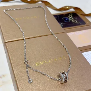 Bvlgari Silver Gold Multi-Ring Rotating Pendant Pavé Diamond Accents Necklace