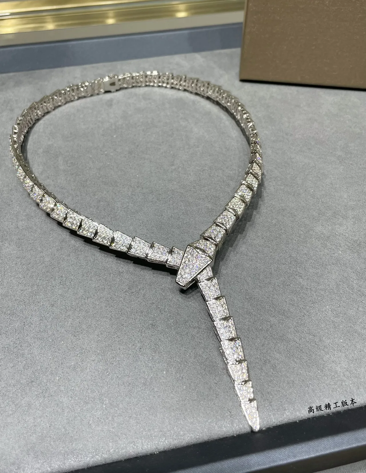 Bvlgari Silver White Articulated Segmented Pavé-Set Necklace 3