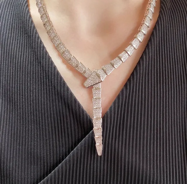 Bvlgari Silver White Articulated Segmented Pavé-Set Necklace 6