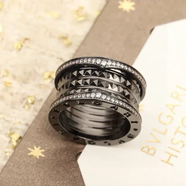Bvlgari Silver White Multi-Band Rotating Ring 2