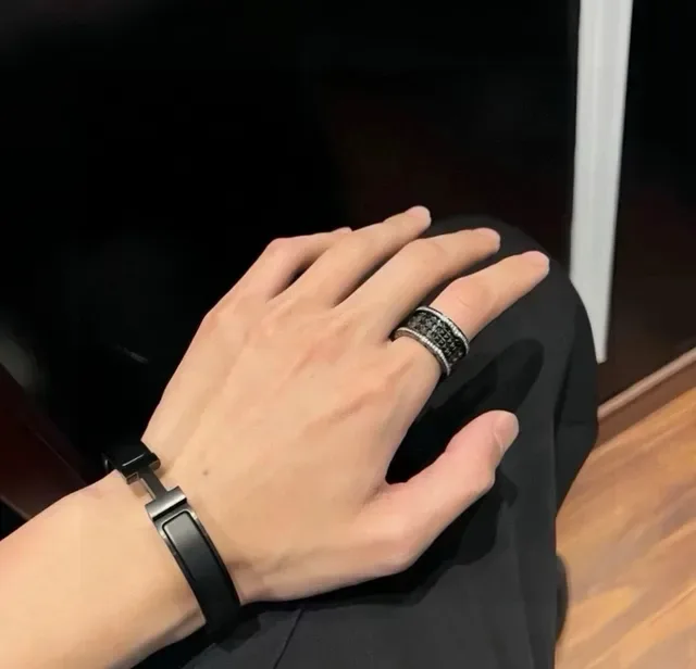Bvlgari Silver White Multi-Band Rotating Ring 3