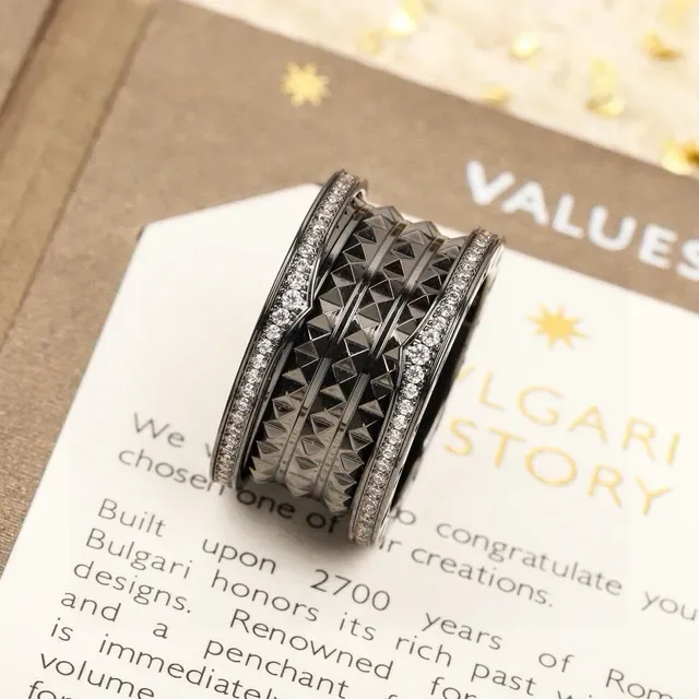 Bvlgari Silver White Multi-Band Rotating Ring 4