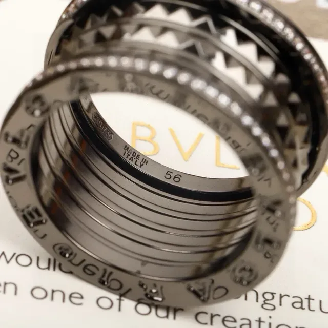 Bvlgari Silver White Multi-Band Rotating Ring 5