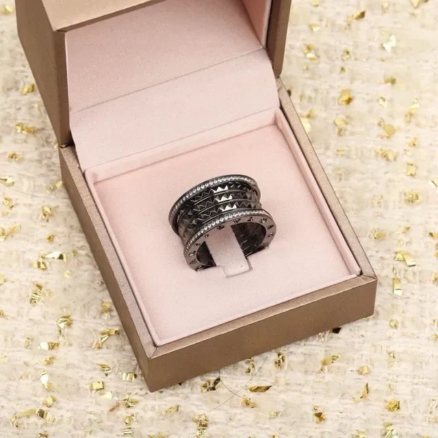 Bvlgari Silver White Multi-Band Rotating Ring 7