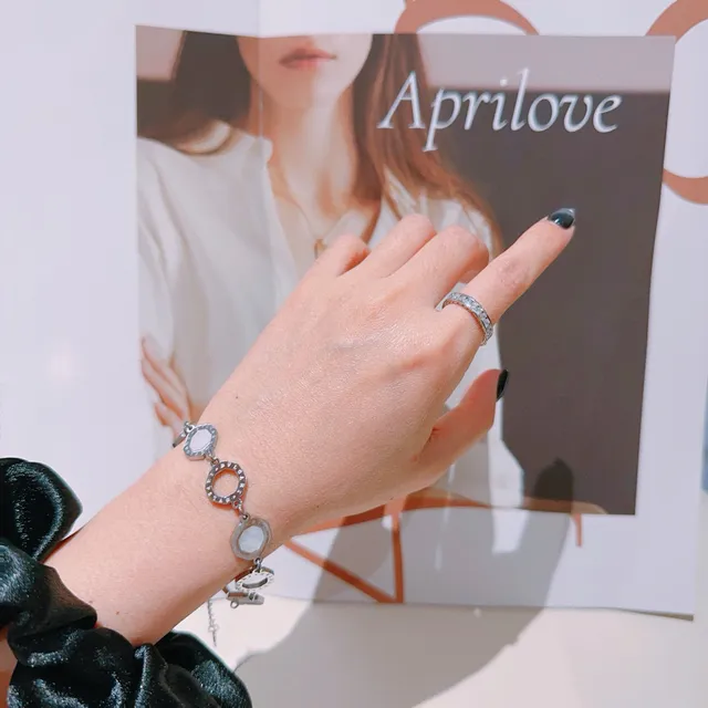Bvlgari Argent Blanc Motif de lien octagonal mère-de-perle incrustation bracelet 2
