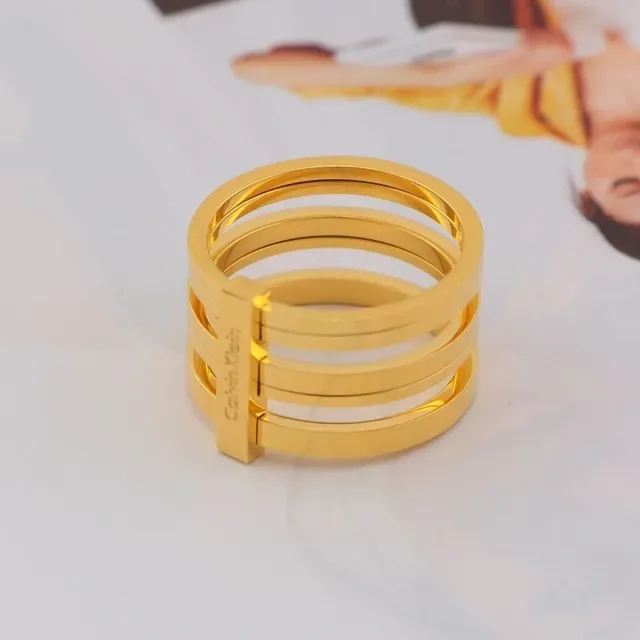 Calvin Klein Multi-Band Engraved Logo Ring 5