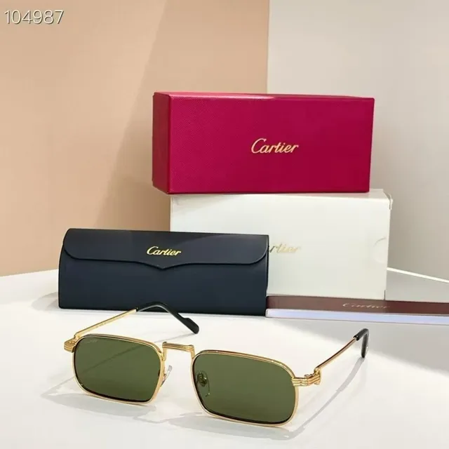Cartier CT0776S Lunettes de soleil rectangulaires en métal dorées pourpres 5