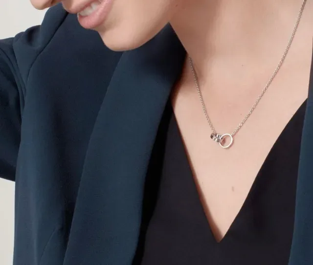 Cartier Gold Silver Interlocking Double Rings Screw Accents Necklace 7