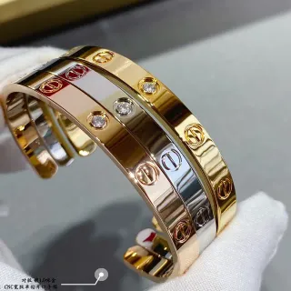 Cartier Gold Silver Open Bangle Screw-Motif Bracelet
