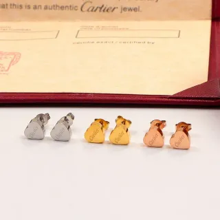 Cartier Pendientes de Corazón Stud Plata Oro Grabado Logo