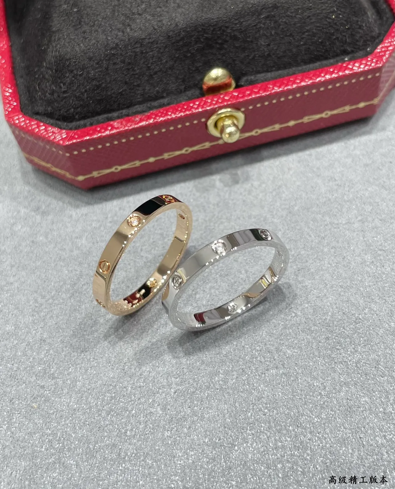 Cartier Juste un Clou or argent bande motif vis bezel-set pierres rondes bague 2