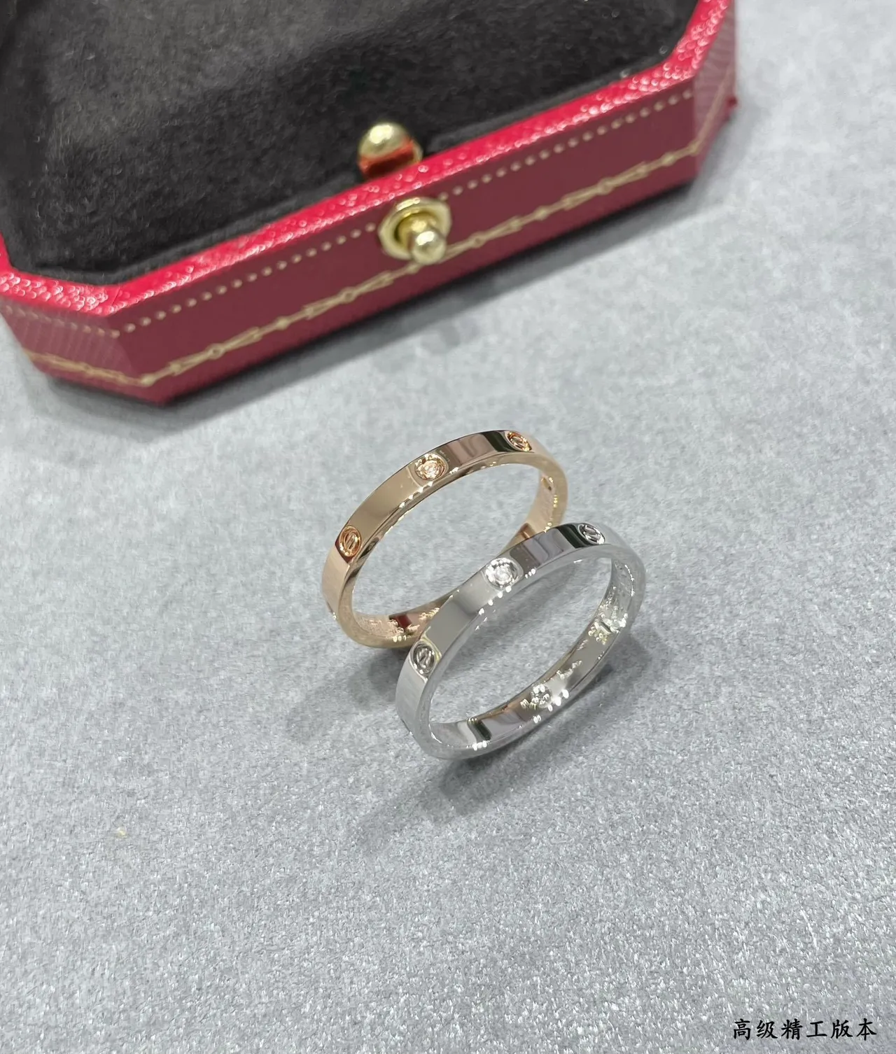 Cartier Juste un Clou or argent bande motif vis bezel-set pierres rondes bague 6