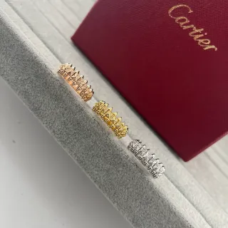 Cartier Juste un Clou Gold Silver Spiked Crown Motif Pavé-Set Triangular Facets Ring