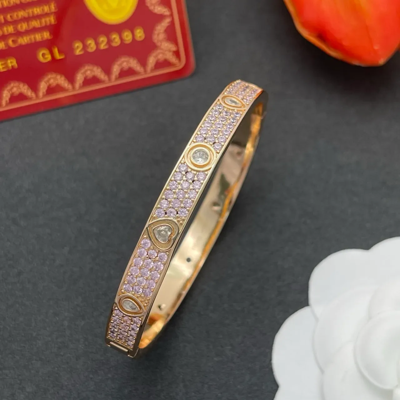 Cartier Juste un Clou Pavé Lilac Crystal Rose Gold Bracelet 5