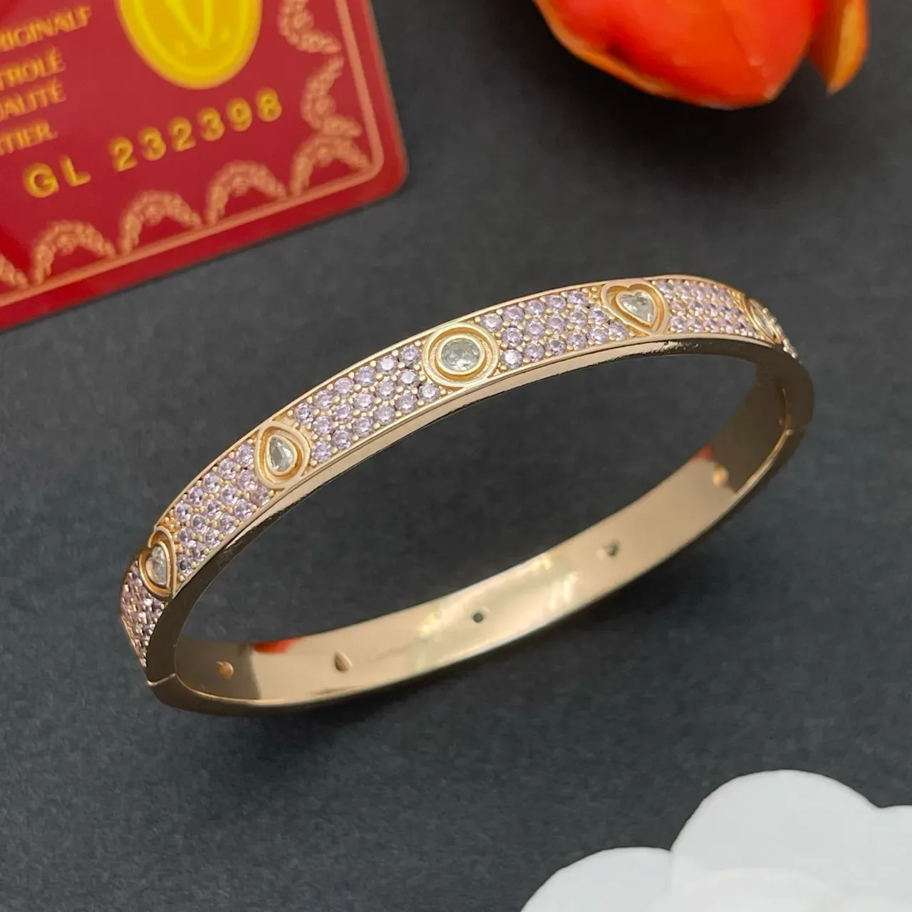 Cartier Juste un Clou Pavé Lilac Crystal Rose Gold Bracelet 7