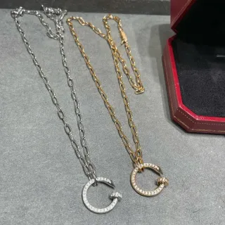 Cartier Juste un Clou Pavé Open-Circle Nail Pendant Necklace