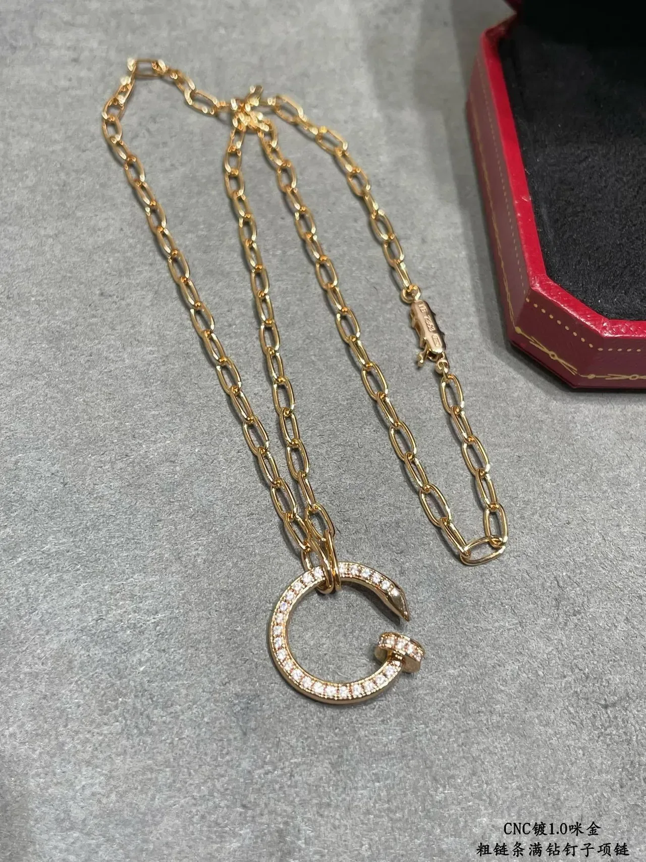 Cartier Juste un Clou Pavé Open-Circle Nail Pendant Necklace 3