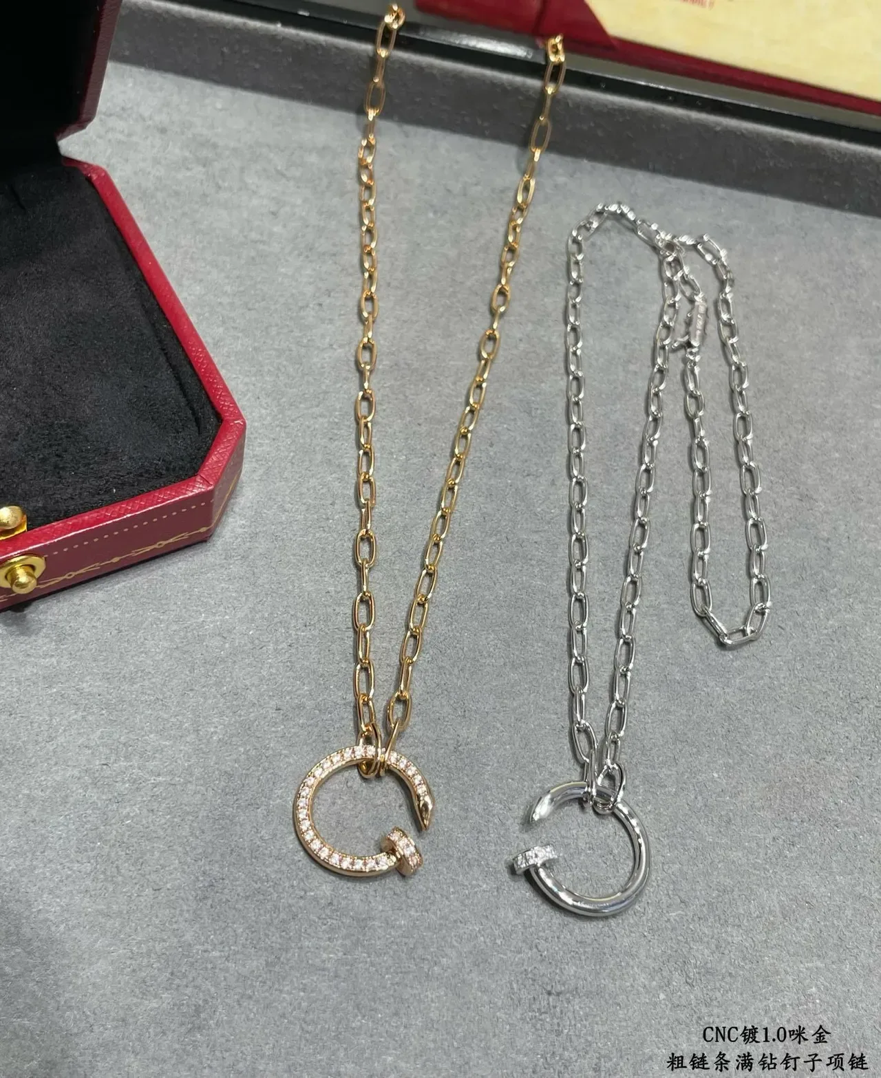 Cartier Juste un Clou Pavé Open-Circle Nail Pendant Necklace 7
