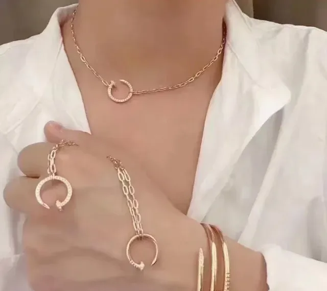 Cartier Juste un Clou Pavé Open-Circle Nail Pendant Necklace 9