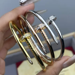 Cartier Juste un Clou Pavé Stone Nail Motif Bangle Bracelets