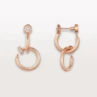 Cartier Juste un Clou Rose Gold Pavé Diamond Interlocking Hoop Earrings