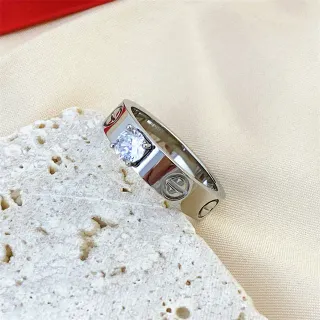 Cartier Juste un Clou Silver Red Polished Stainless Steel Solitaire Central Stone Ring