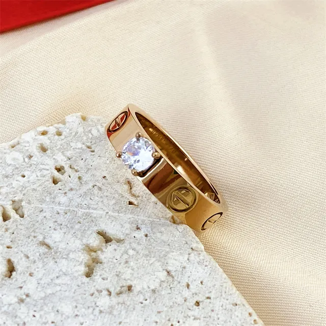 Cartier Juste un Clou فضة أحمر مصقولة ستيل مقاوم للصدأ خاتم منفرد حجر مركزي 2