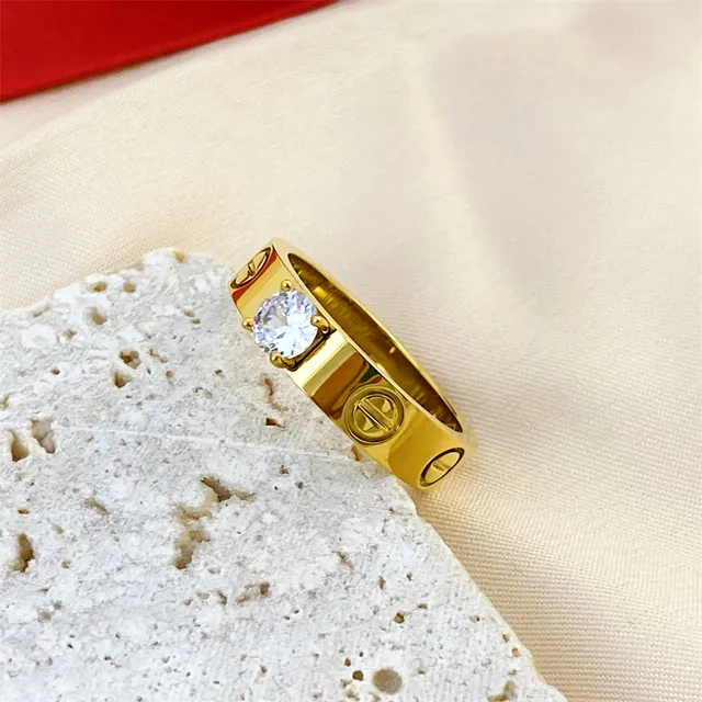 Cartier Juste un Clou فضة أحمر مصقولة ستيل مقاوم للصدأ خاتم منفرد حجر مركزي 3