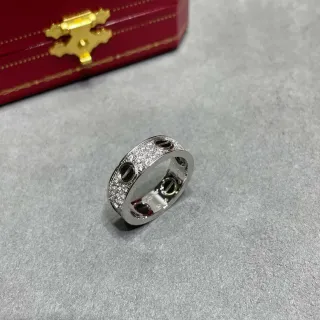 Cartier Juste un Clou Wide Pavé चांदी काला एनामेल अंगूठी