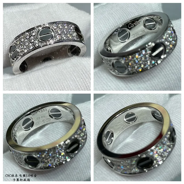 Cartier Juste un Clou Wide Pavé Bague Argent Émail Noir 2