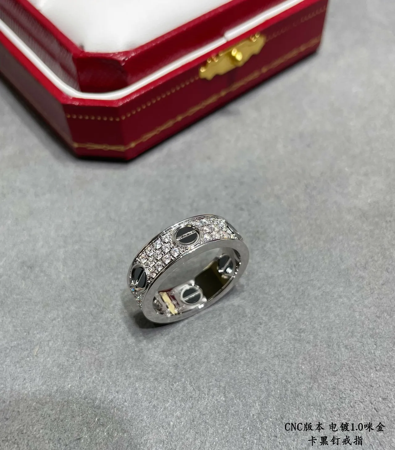 Cartier Juste un Clou Wide Pavé Bague Argent Émail Noir 3