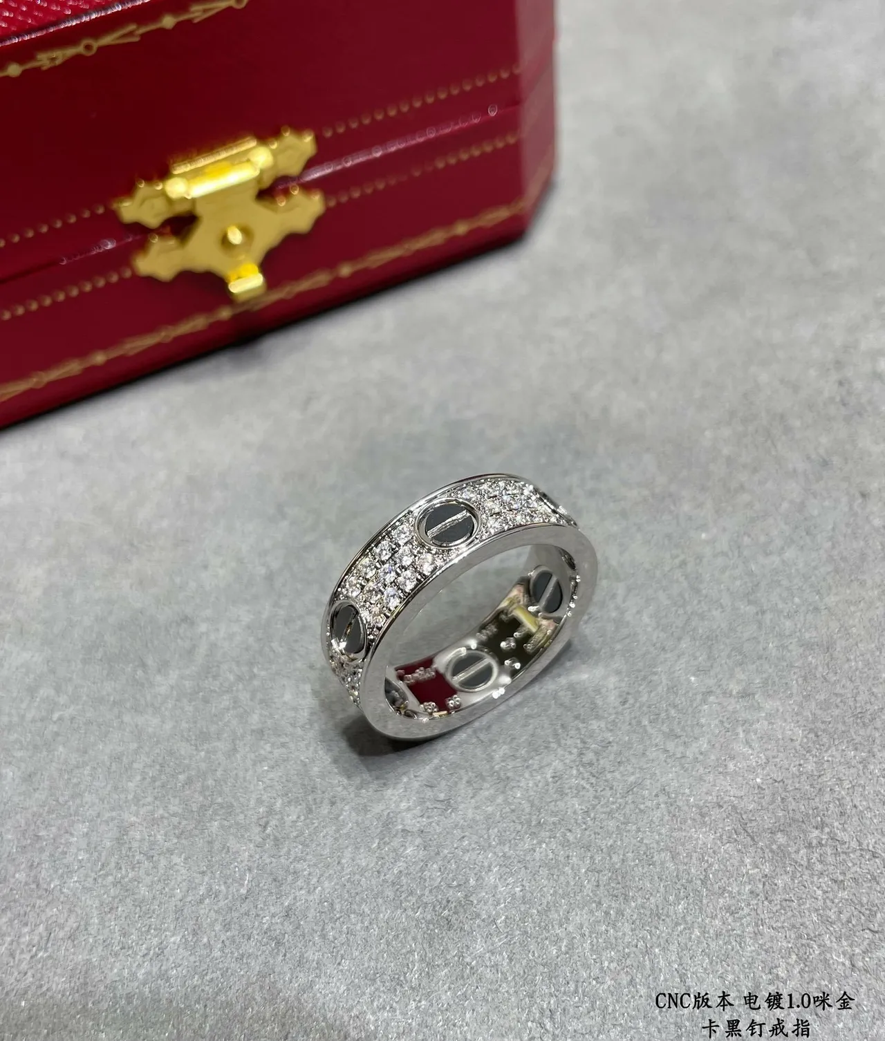 Cartier Juste un Clou Wide Pavé Bague Argent Émail Noir 4