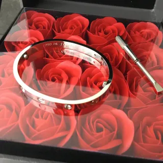 Cartier Love Bracelet चमकदार सफेद धातु स्क्रू-मोटिफ कंगन