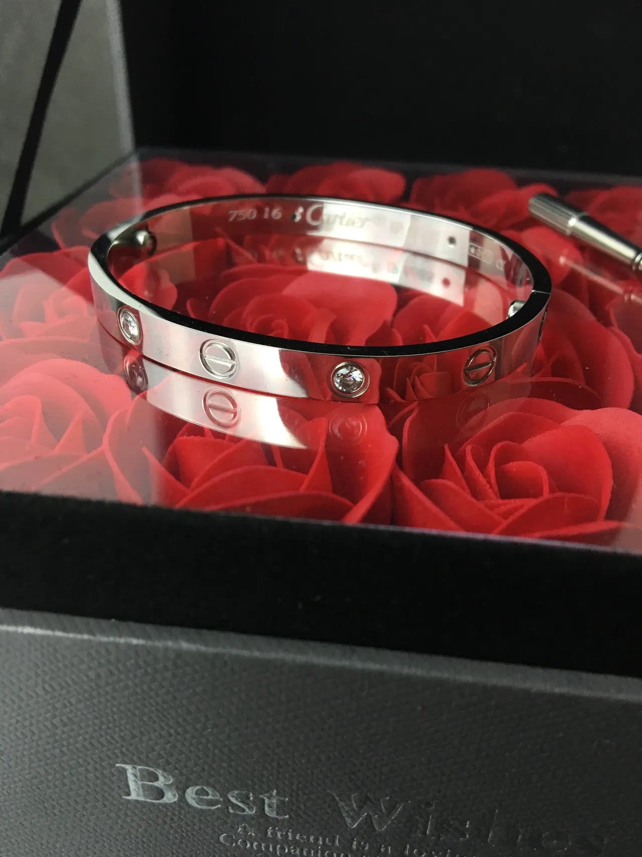 Cartier Love Bracelet pulseira de metal branco polido com motivo de parafuso 8