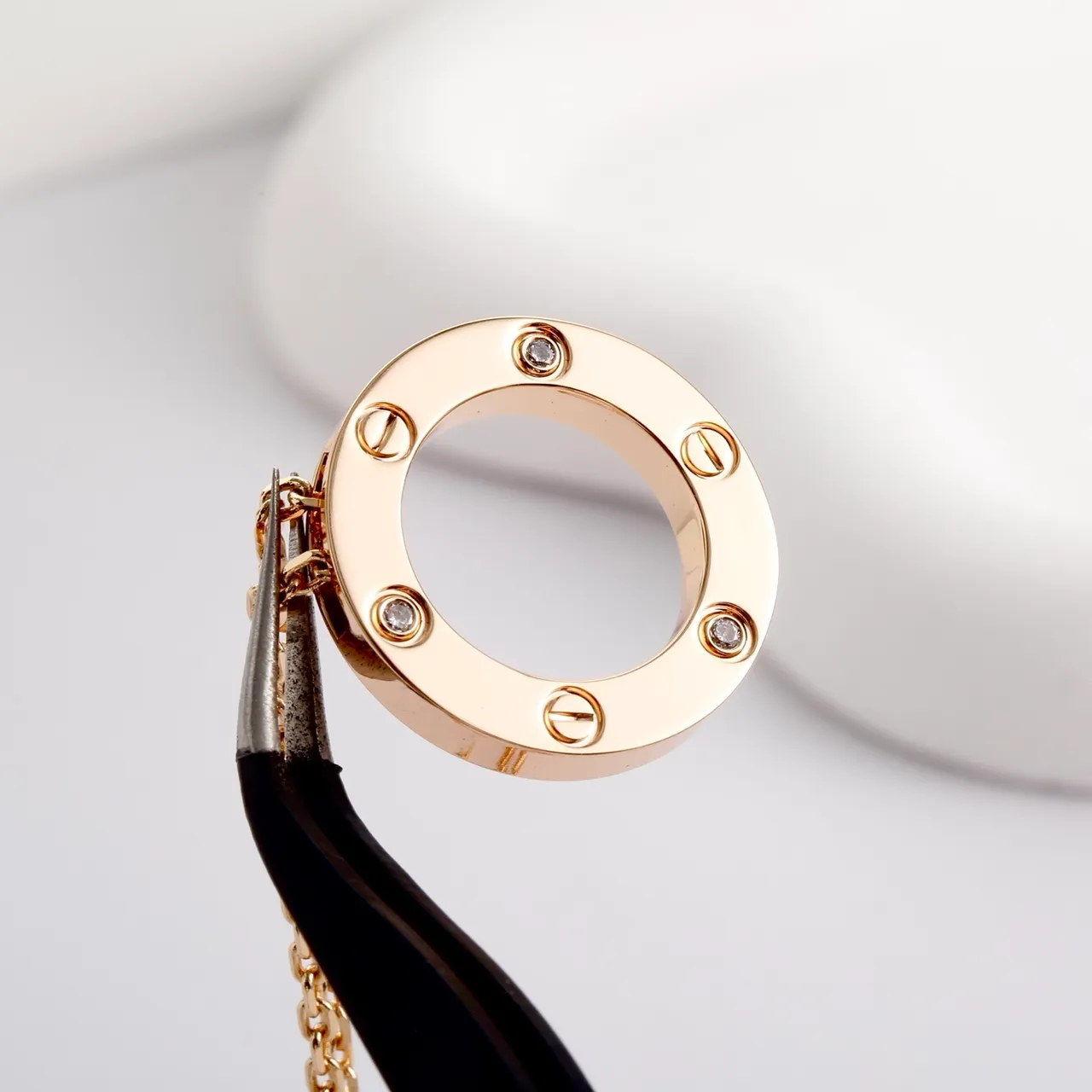 Collier Cartier Love Motif Vis Circulaire Or Rose Cristal 6