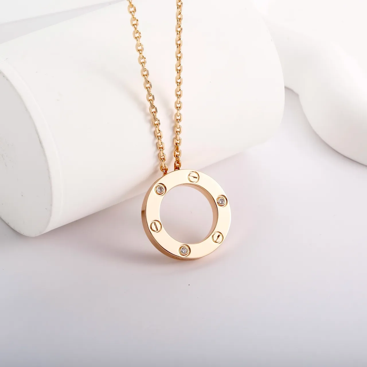 Collier Cartier Love Motif Vis Circulaire Or Rose Cristal 7