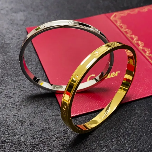 Cartier Love pulseira articulada de ouro e prata de metal polida 5