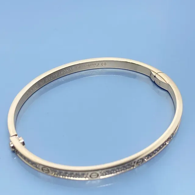 Bracelet Cartier Love Or Argent Motif Vis Pavé-Set 3
